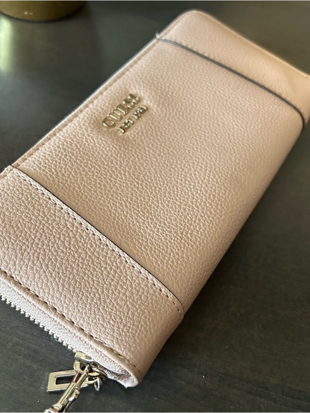 Guess Light Pink Pebbled Zip-around Wallet